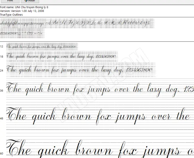 Font chữ tập viết ô li
