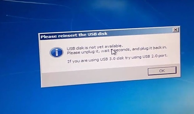 Please reinsert the USB disk