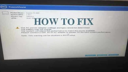FIX THE AC POWER ADAPTER WATTAGE AND TYPE CANNOT BE DETERMINED