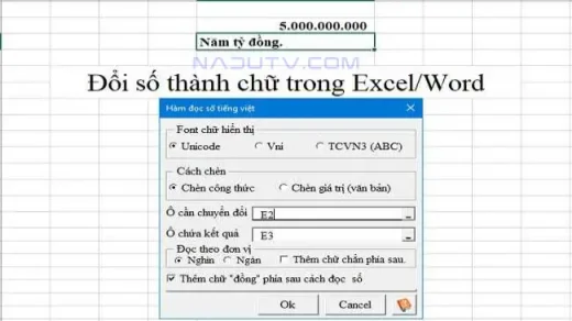 chuyến sô sang chữ trong excel word vntools