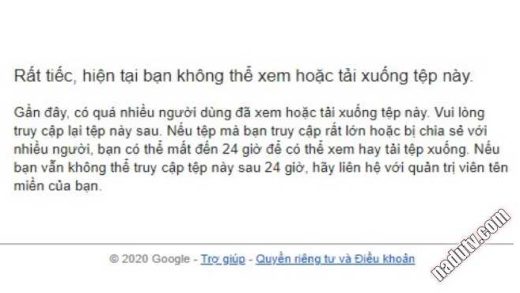 giới hạn tải trên googledriver