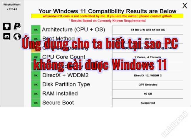 Máy tính không cài Windows 11 được là vì sao?
