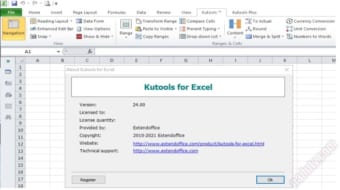 Tiện ích Excel Add-on 300 Chức năng trên tab của Kutools
