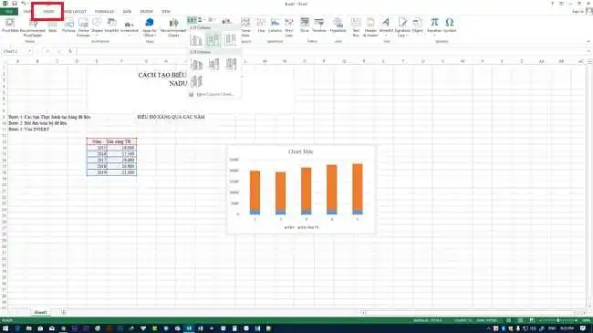 Cách tạo biểu đồ trên Excel