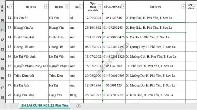 sap xep ten alpha b 10