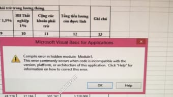 Sửa lỗi Compile error in hidden module: Module 1 trên Excel