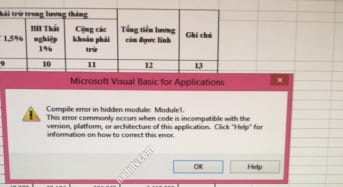 Sửa lỗi Compile error in hidden module: Module 1 trên Excel