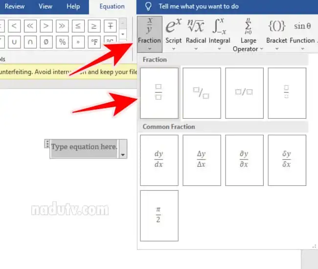 Cách viết phân số trong Word