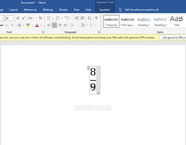 Cách viết phân số trong Word