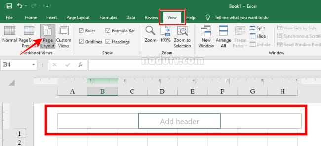 Cách đánh số trang trên Excel