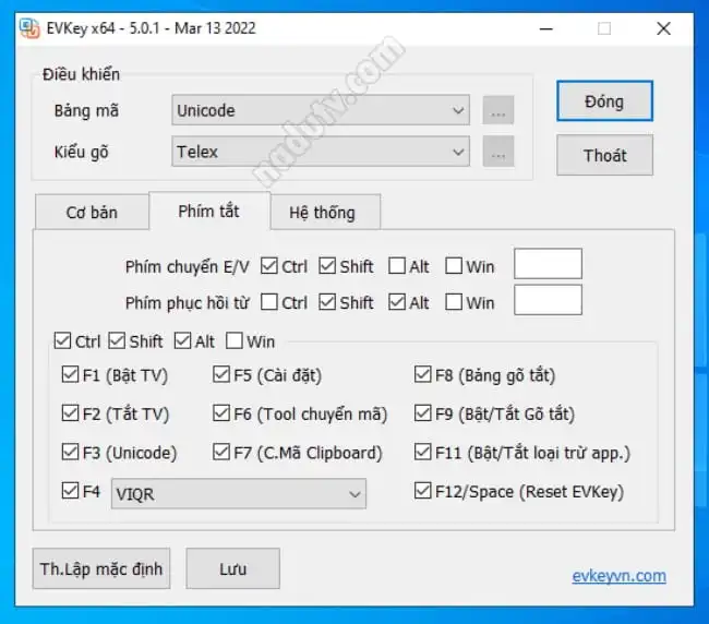 Phần mềm gõ tiếng Việt EVkey