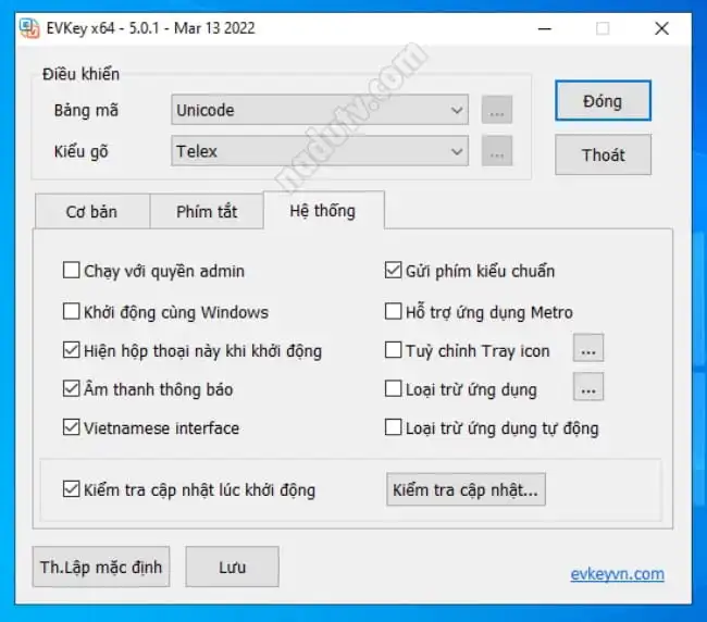 Phần mềm gõ tiếng Việt EVkey