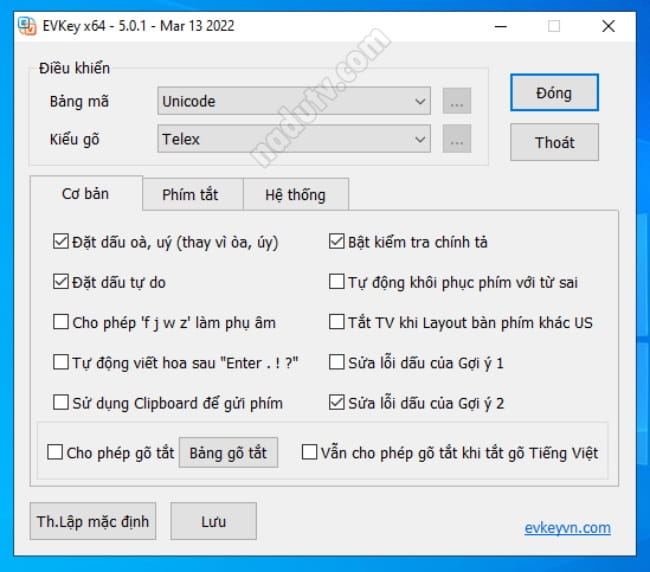 phần mềm gõ tiếng Việt EVkey