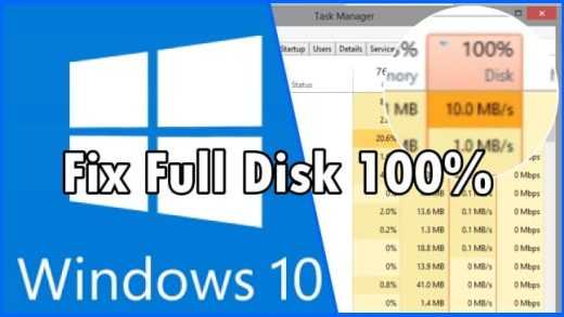 Full disk 100% trên Windows