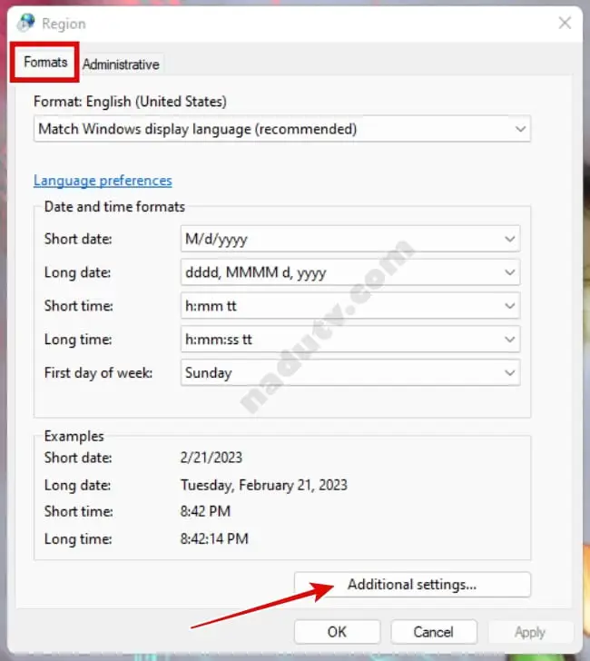 Đổi dấu phẩy thành dấu chấm trong Excel win 11 4 cai dat dau phay thanh dau cham tren excel 4