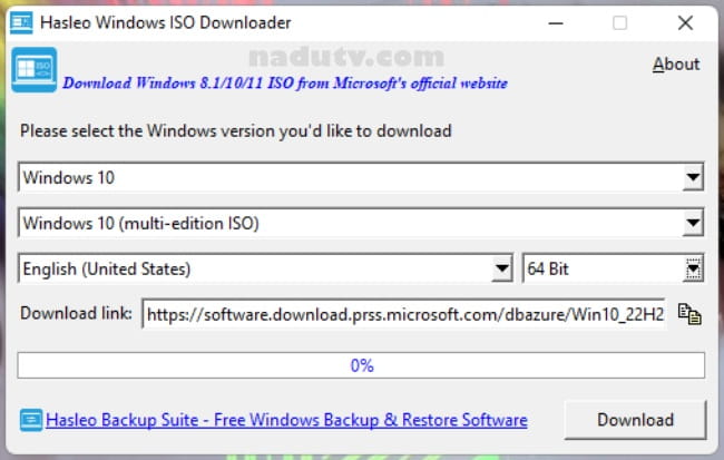 Tải Win với Windows ISO Downloader