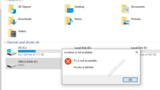 Ổ cứng lỗi Access is denied
