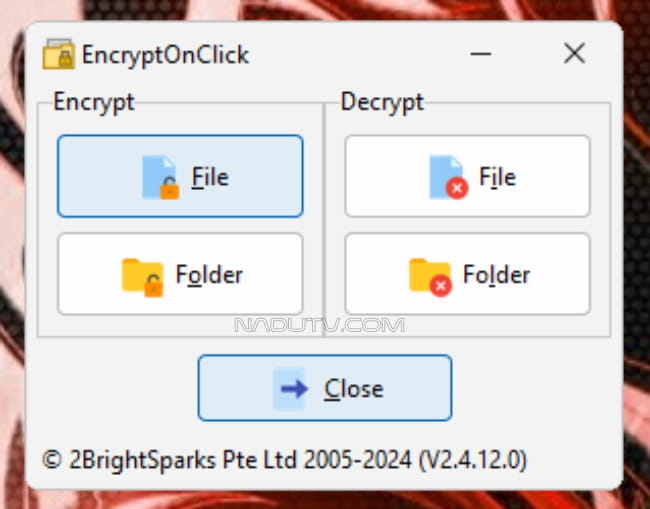 Khoá thư mục file bằng EncryptOnClick