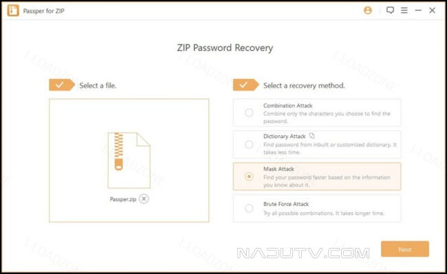 Khôi phục mật khẩu zip Passper for ZIP 