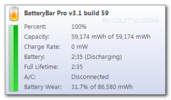 Cách kiểm tra pin Laptop trên Windows 3 BatteryBar