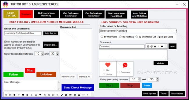 Tăng tương tác TikTok bot Pro 3.6.2 lượt theo dõi thích bình luận 1 Tăng tương tác TikTok bot Pro