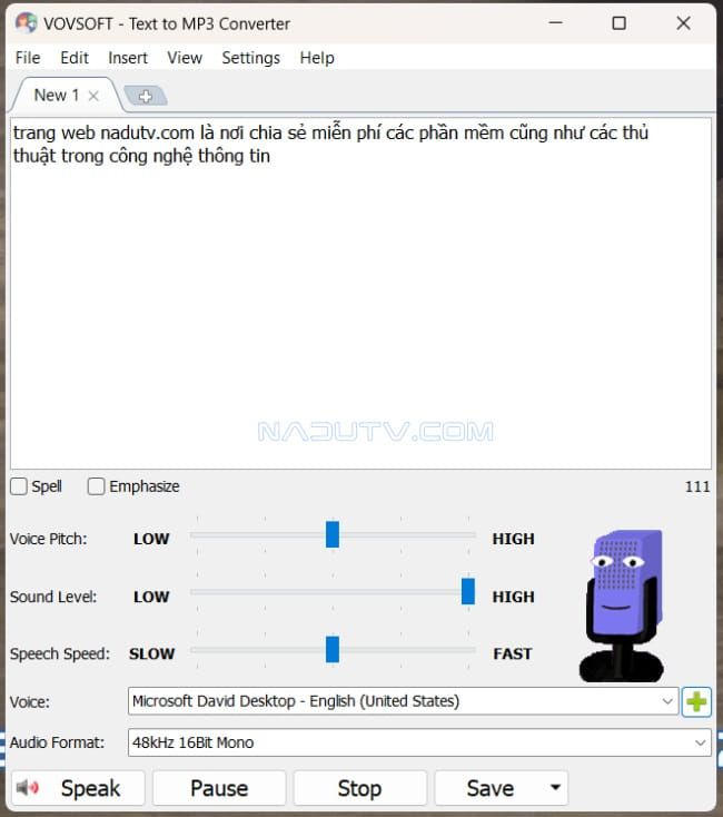 VovSoft Text to MP3 Converter đổi văn bản sang giọng nói v4.1 1 VovSoft Text to MP3 Converter