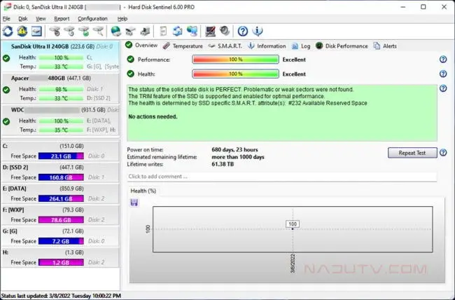 Phần mềm kiểm tra ổ cứng Hard Disk Sentinel Pro v6.20.4 1 Phần mềm kiểm tra ổ cứng Hard Disk Sentinel Pro