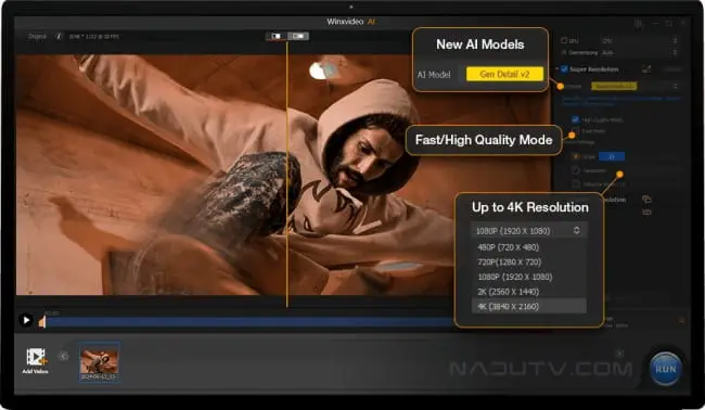 Phần mềm nâng cấp video Winxvideo AI