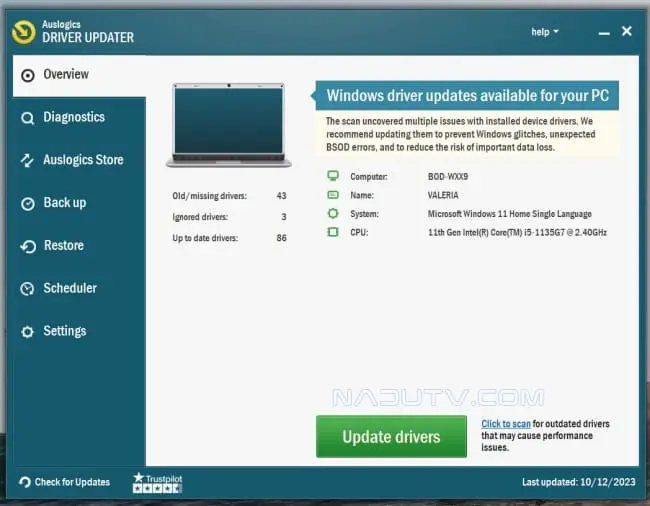Cập nhật driver Auslogics Driver Updater tự động v2.0.1.4 1 Cập nhật driver Auslogics Driver Updater tự động