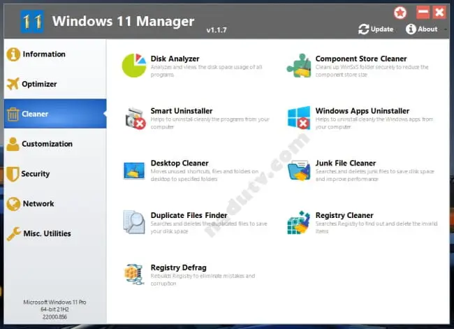 Tối ưu hóa cho Windows 10 / 11 Manager v2.1.7.0 (x64) 2 Tối ưu hóa Windows 11