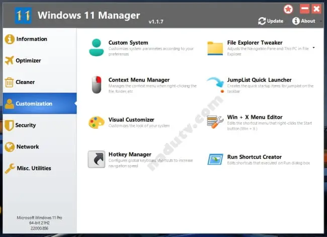 Tối ưu hóa cho Windows 10 / 11 Manager v2.1.7.0 (x64) 3 Tối ưu hóa Windows 11