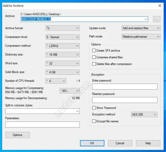 Nén và giải nén 7-zip